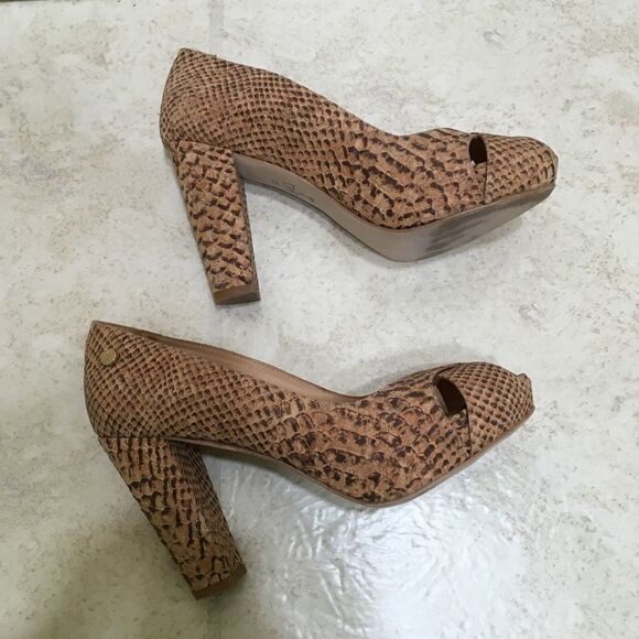 RUTZ WALK IN CORK PEEP-TOE HEELS IN PYTHON - Picture 4 of 12